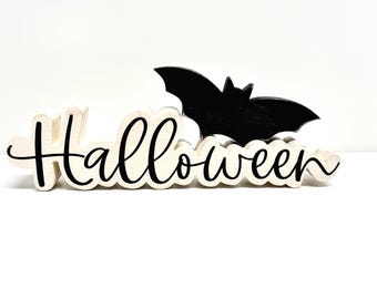 Halloween outline with bat|Halloween|Boo|Ghost|bat|Jack-O-Lantern|Halloween pumpkin|trick or treat|tiered tray|Halloween decor|vampire bat