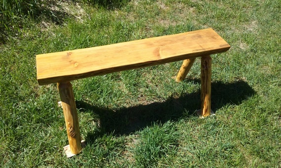 Rustic Half Log Bench Etsy