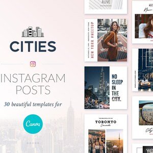 Instagram Posts Städte - 30 Moderne & Dynamische Vorlagen - Moody, Urban, Stylish, Vibes, Clean, Minimalist, Blog, Shop, Zitate - Canva