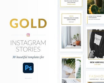 Plantillas doradas para historias de Instagram - Diseño minimalista (Photoshop)