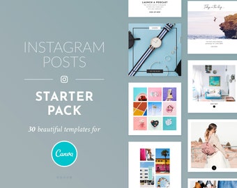 30 plantillas para publicaciones de Instagram: paquete básico minimalista de Canva.