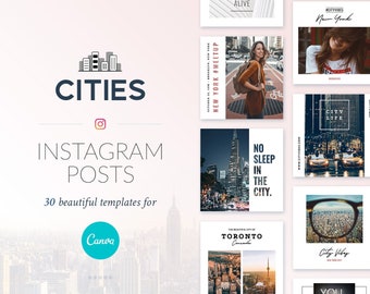Plantillas de publicaciones de Instagram para ciudades: diseño urbano moderno para Canva