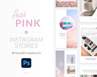 Plantillas de historias de Instagram en rosa pastel: 30 diseños de Photoshop