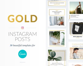 Plantillas doradas para publicaciones de Instagram: 30 diseños elegantes de Canva