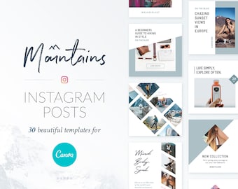 Publicaciones de montaña para Instagram: 30 plantillas de aventura en Canva