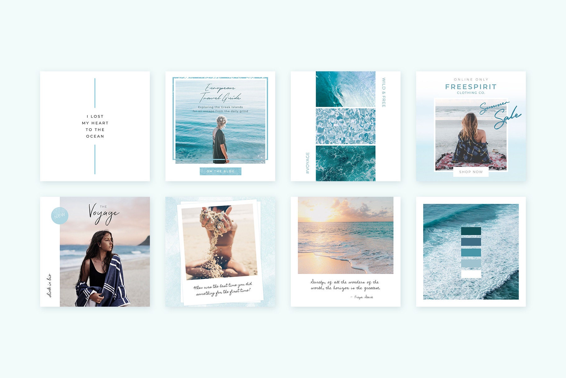 Instagram Posts Oceans 30 Fresh & Blue Templates Polaroid - Etsy