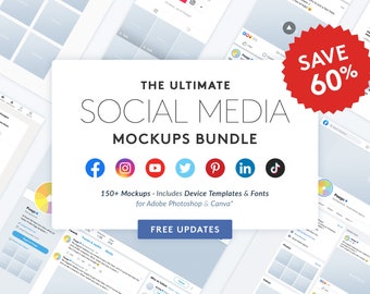 Social Media Mockups Bundle – Profile Page Templates, Photoshop & Canva