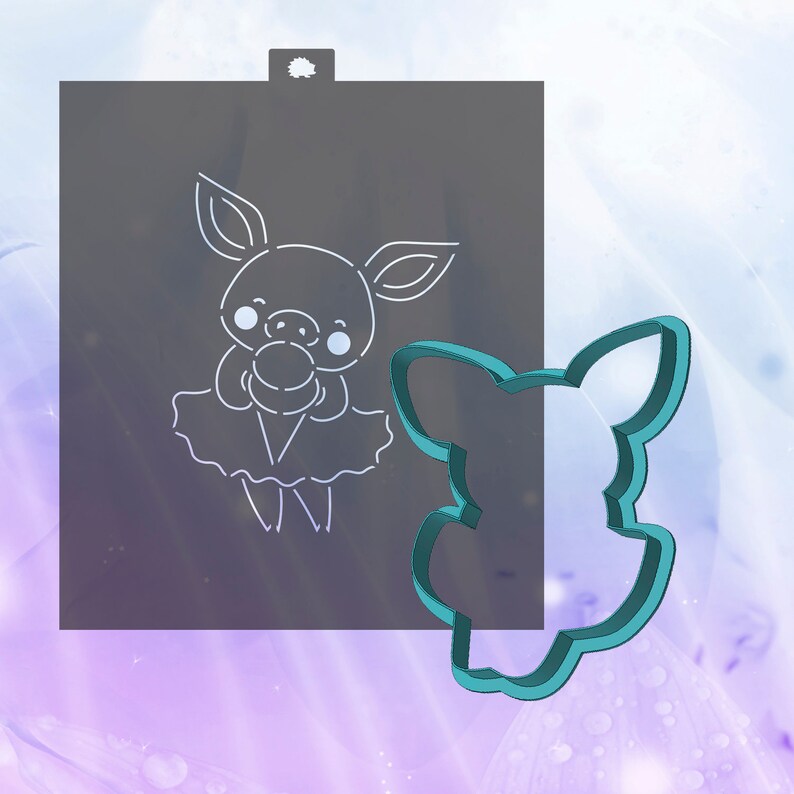 Piggy Cookie Cutter and Stencil Set for Gingerbread Cookie Etsy