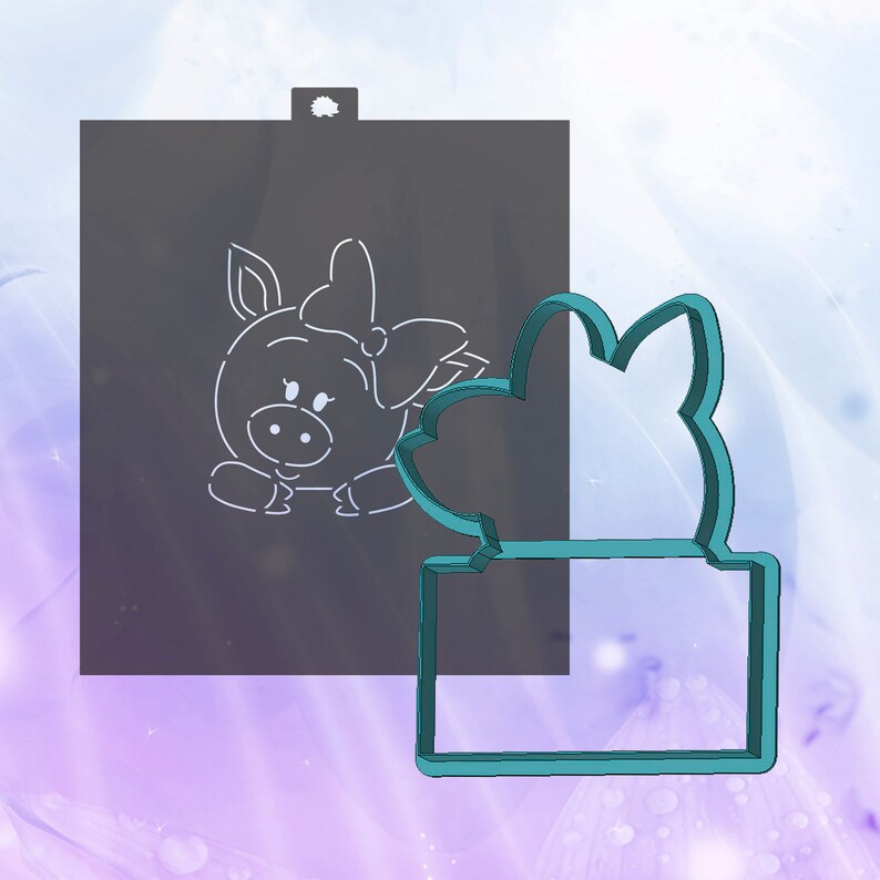 Piggy Cookie Cutter and Stencil Set for Gingerbread Cookie Etsy