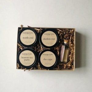 Boston Themed Candle Tin Pack // Scented Soy Candle 4 oz Set