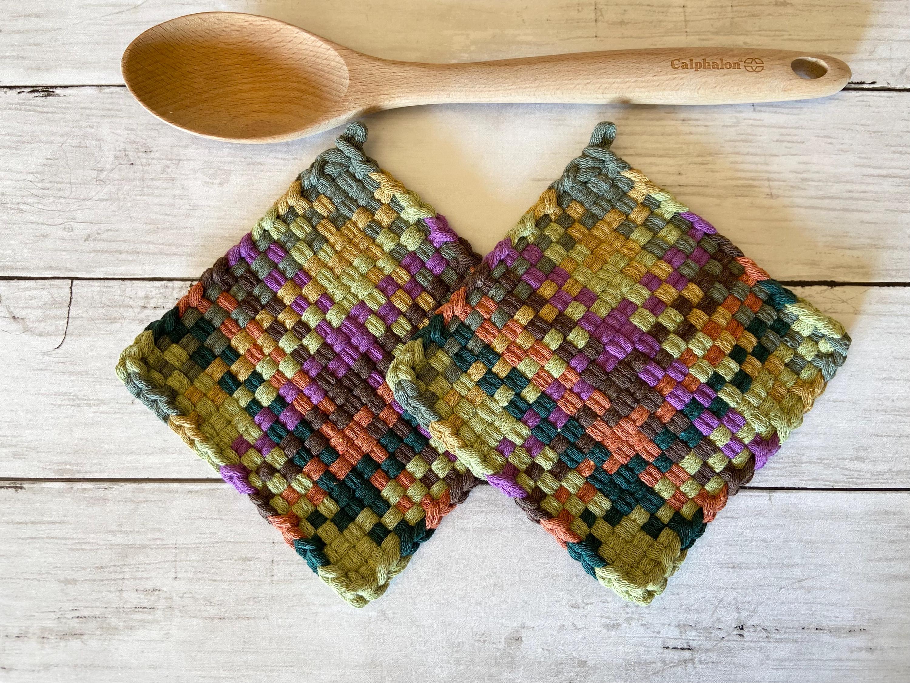 Pot Holder Rugs Hand Loomed Cotton Potholder Set, Woven Mug Rugs, Hot Pads - Etsy