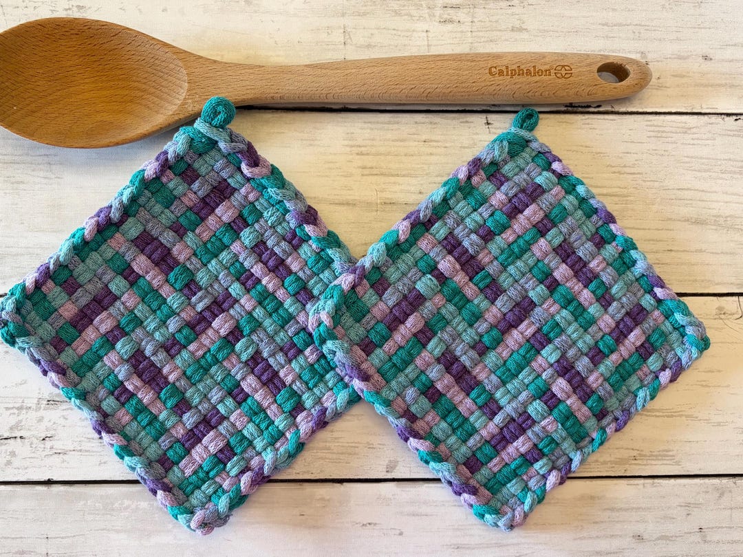 Pot Holder Rugs Set of Two Potholders, Woven Potholders, Mug Rugs, Oven Mitts, Hot Pads ...