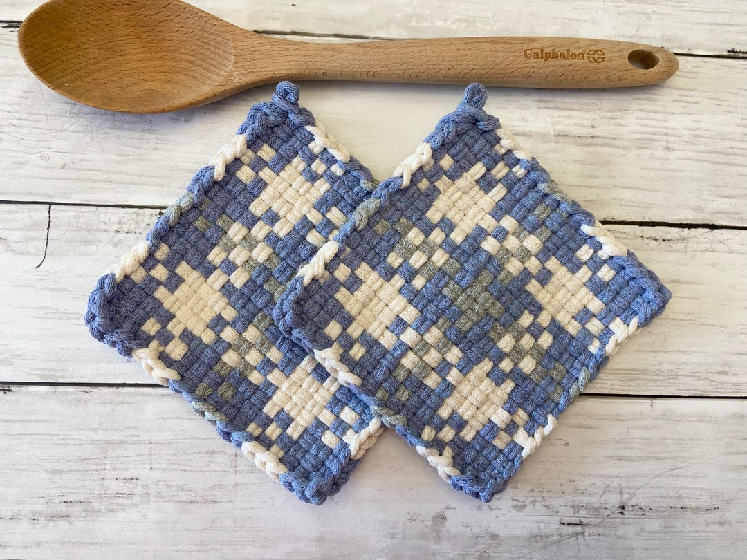 Pot Holder Rugs Woven Handmade Potholder Set, Mug Rugs, Hand Loomed Hot Pads - Etsy