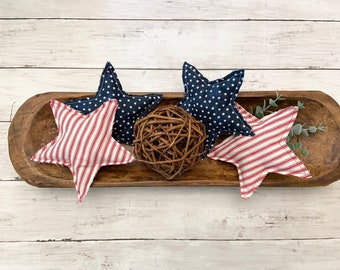 Fabric stars, patriotic bowl filler, stars for tiered tray, July 4th decor, patriotic stars for dough bowl