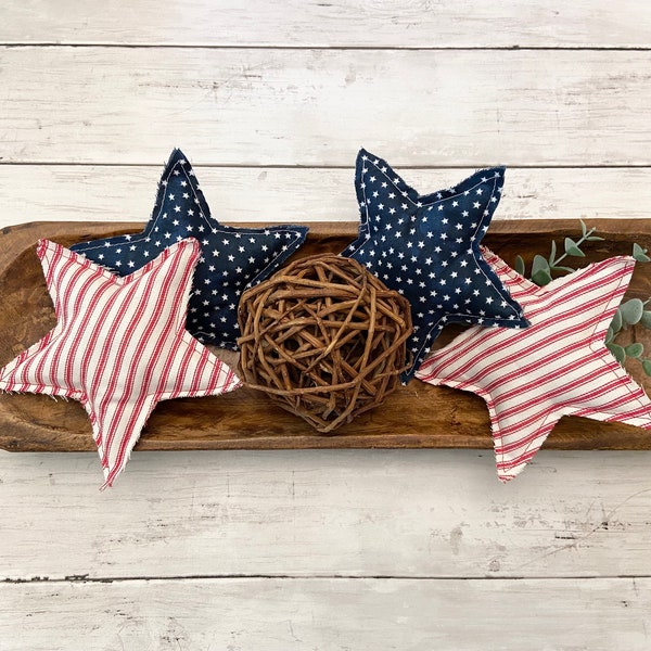 Fabric stars, patriotic bowl filler, stars for tiered tray, July 4th decor, patriotic stars for dough bowl