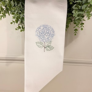 Hydrangea wreath sash, personalized wreath scarf