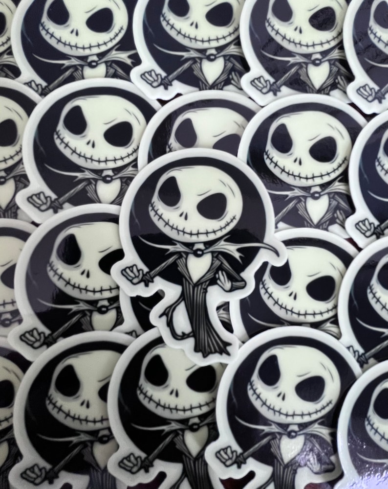 Glow in the Dark Jack Skellington Vinyl Sticker Add Some Spooky Charm