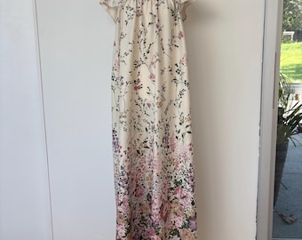 Vintage 70er Jahre Floral Prairie Maxi Kleid Cottagecore Boho Romantisch Handgemacht