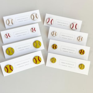 The Baseball & Softball Stud Set | Reg + Mini Studs | Red or Gold Stitching