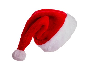 Christmas Santa Hat. Red and White Plush Santa Hat. Adult size Medium. Gift item.