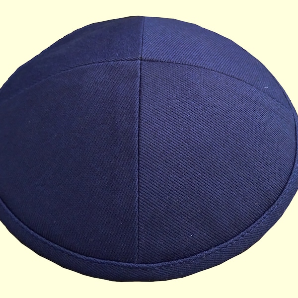 Soft Cotton Denim Kippah, yarmulkah, yamaka, skull cap, kipa. Comes with clip. Navy Color. Size 16cm