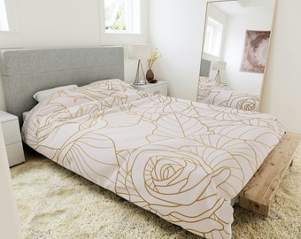 Luxury Golden Rose Duvet Cover