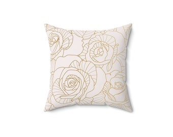 Luxury Golden Rose Pillow