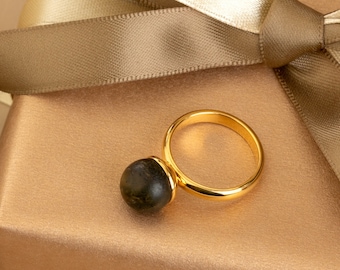 Black Amber Ring GOLDEN NERO