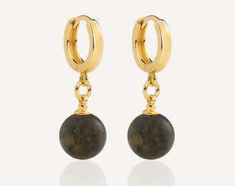 Black Amber Earrings GOLDEN NERO