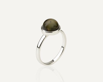 Silver and amber ring AUREA DARK