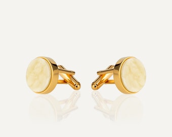 Amber cufflinks men’s, Gold cufflinks, Personalized cufflinks, Baltic amber jewelry, Studs cufflinks, White amber, Geometric cufflinks