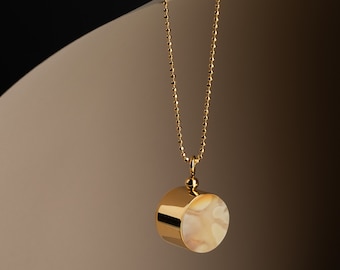 White amber pendant, Gold vermeil pendant, Amber gold, Baltic amber pendant, Geometric pendant, Long amber pendant, Long stone pendant