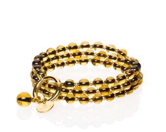 Yellow amber short necklace TIGER