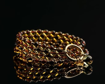 Baltic Gemstone Amber Necklace: Honey Yellow Gemstone, 24k Gold Vermeil