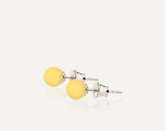 Amber stud earrings, Baltic amber studs, Yellow stud earrings, Yellow amber, Silver amber, Silver earrings stud, everyday earrings