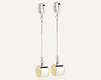 Long Baltic Amber Sterling Silver Earrings: Geometric Dangle Jewelry