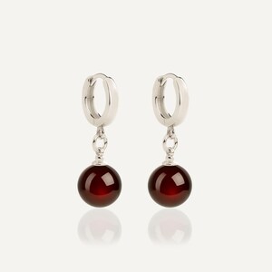 Cherry Baltic Amber Drop Earrings: 24k Gold Vermeil, 925 Sterling Silver 925 Sterling Silver