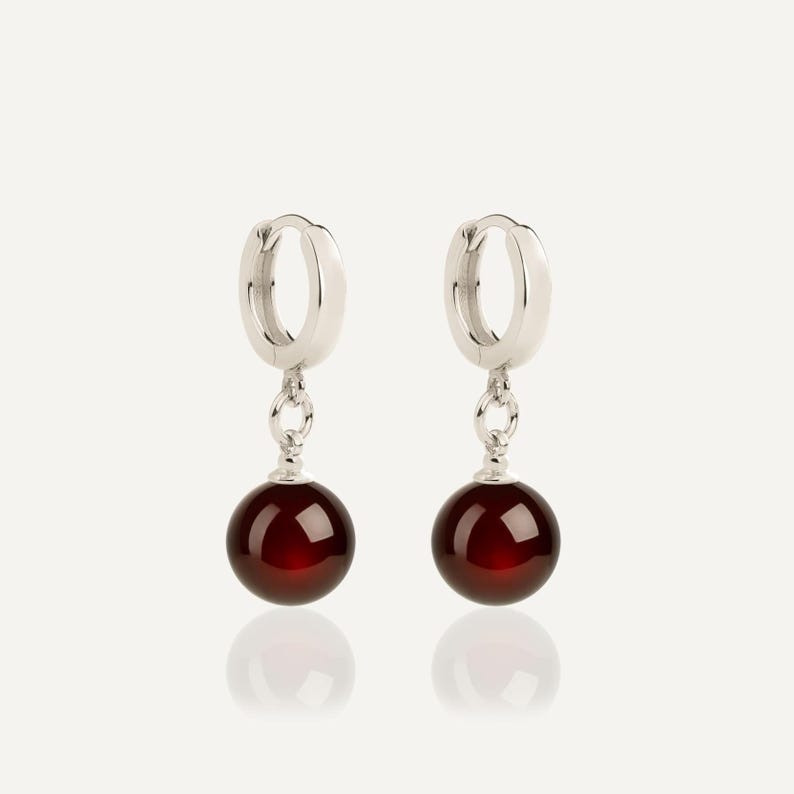 Cherry Baltic Amber Drop Earrings: 24k Gold Vermeil, 925 Sterling Silver 925 Sterling Silver