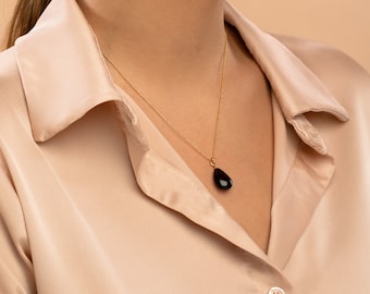 Cherry Red Baltic Amber Teardrop Necklace: 24k Gold Vermeil