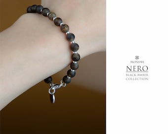 Minimalist Black Baltic Amber Bracelet NERO