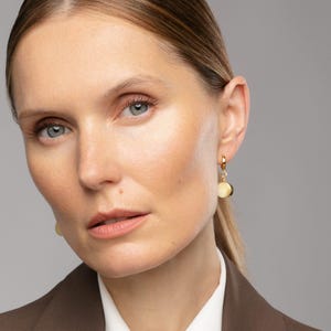 White Baltic Amber Drop Earrings: 24k Gold Vermeil & Sterling Silver image 4