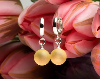 Yellow Matte Amber Earrings LEMON