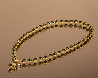 Handcrafted Honey Baltic Amber Necklace: 24K Gold Vermeil Sterling Silver