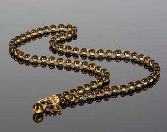 Yellow Baltic Amber short necklace TIGER