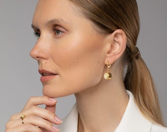 Geometric Earrings with Baltic Amber MARCIPANO