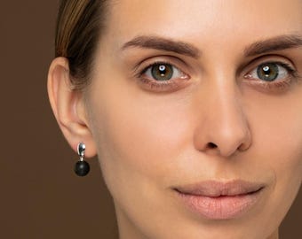 Black Amber Earrings NERO