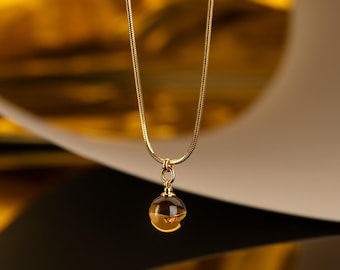 Yellow luxury amber pendant GOLDEN LUNAR