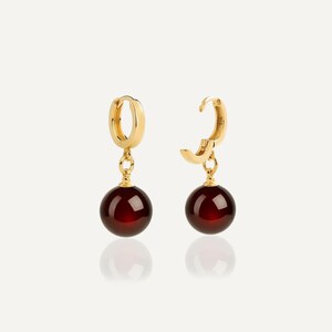 Cherry Baltic Amber Drop Earrings: 24k Gold Vermeil, 925 Sterling Silver image 5