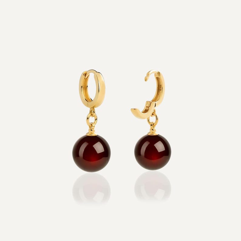 Cherry Baltic Amber Drop Earrings: 24k Gold Vermeil, 925 Sterling Silver image 5