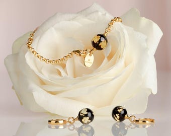 Faceted Baltic Amber Jewelry Set 24k Gold Vermeil Bracelet Earrings - Bliss Amber Gift for Her